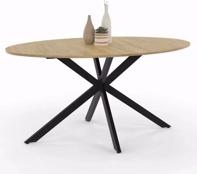 IDMarket Tavolo da pranzo ovale ALIX in legno e metallo, colore marrone e nero, per 8 persone – 1