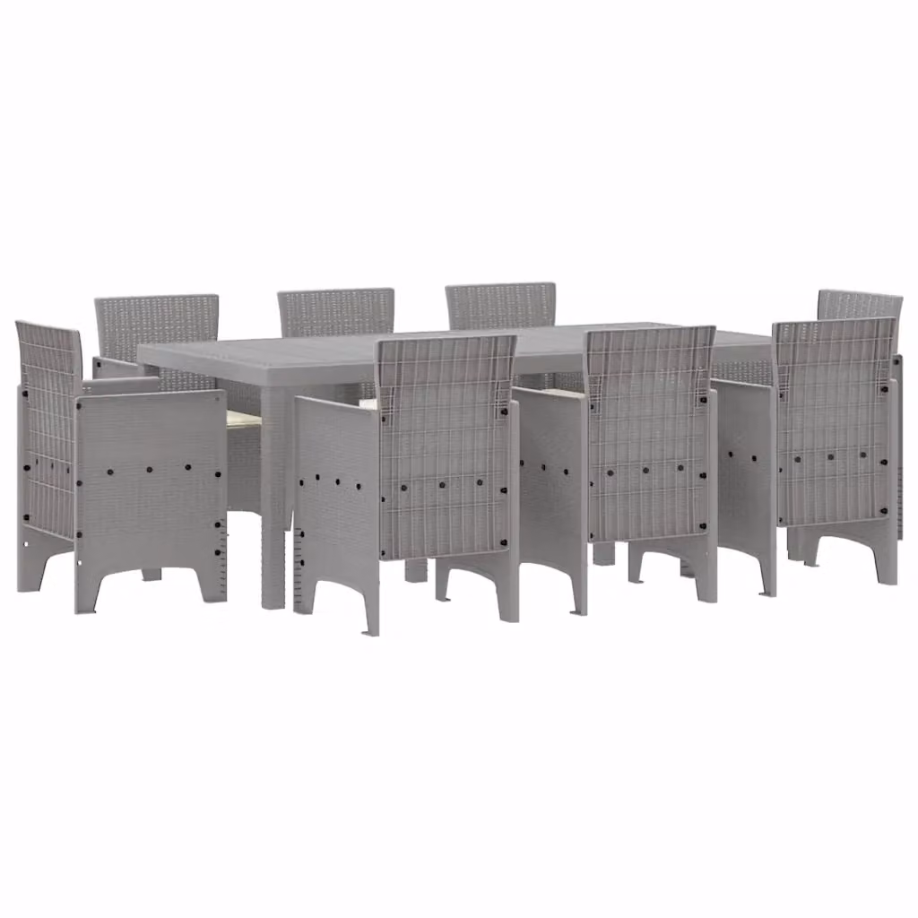 Set da pranzo per giardino e terrazza vidaXL in polipropilene grigio opaco, 9 pezzi – 2