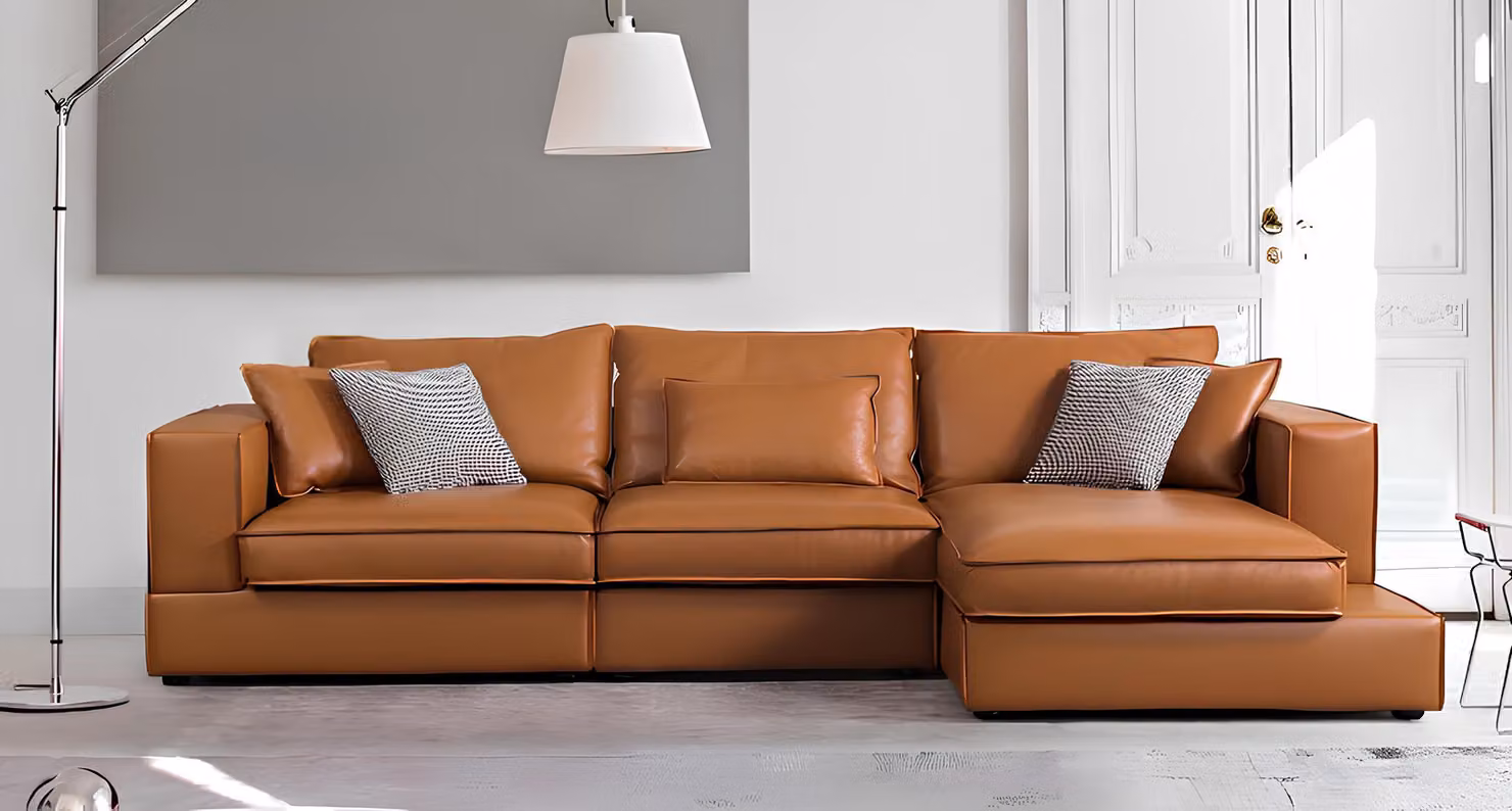 Leder Eck Garnitur Sofa Couch Wohn Zimmer Sitz Landschaft L-Form Luxus Polster
