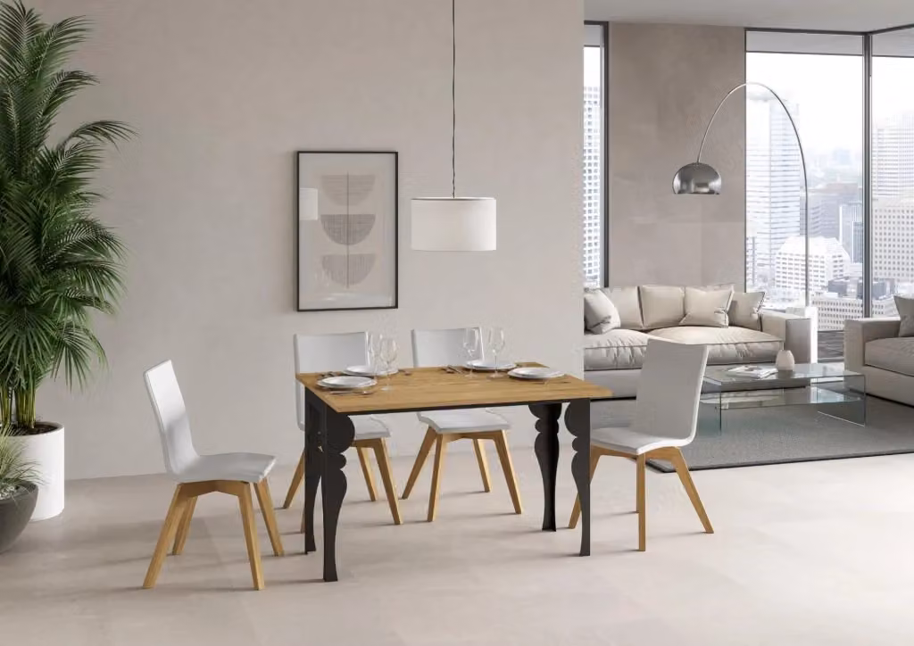 Tavolo da pranzo estensibile Itamoby Paxor Double in legno quercia e metallo antracite L/P/H: 120/200 x 45/90 x 80 cm – 2