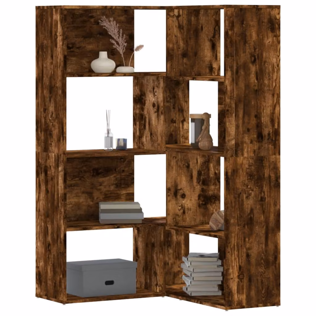 Libreria Angolare Moderna vidaXL con 4 Ripiani in Legno Marrone, L/P/H: 85 x 85 x 140 cm – 1