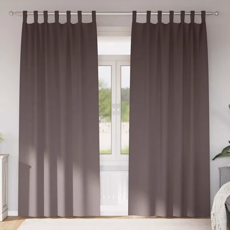 Set di 2 tende blackout vidaXL con anelli, colore marrone, H 225 x L 140 cm