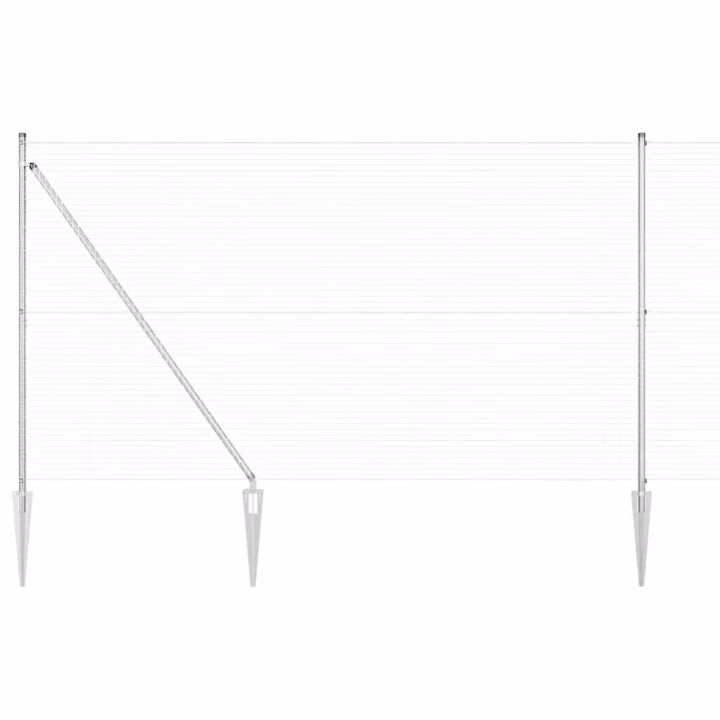 Recinzione in rete saldata con punte vidaXL in acciaio zincato argento L: 25 m, H: 1,6 m – 2