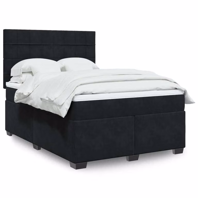 Maison Exclusive - Giroletto a Molle con Materasso Nero 160x200 cm in Velluto