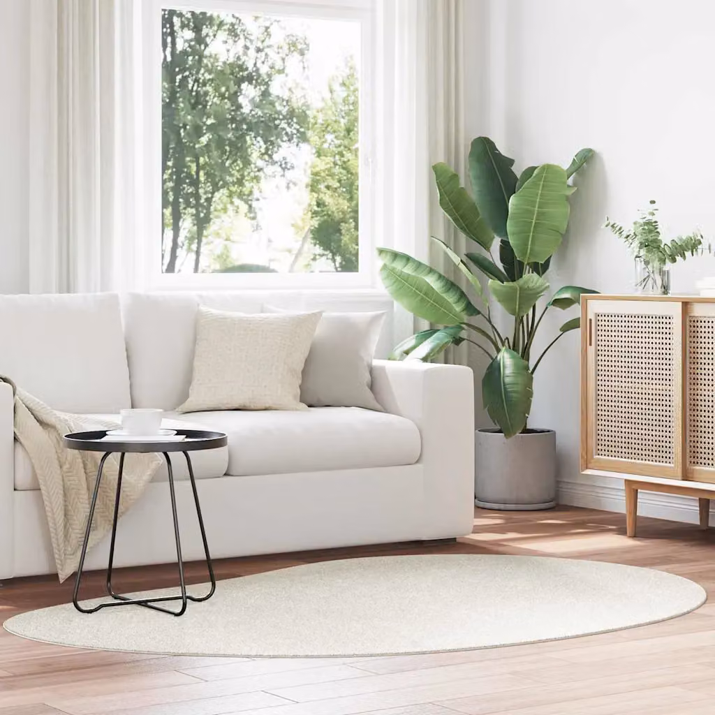 Tappeto moderno vidaXL HUARTE beige in poliestere, lavabile e antiscivolo, L: 140 cm x P: 200 cm