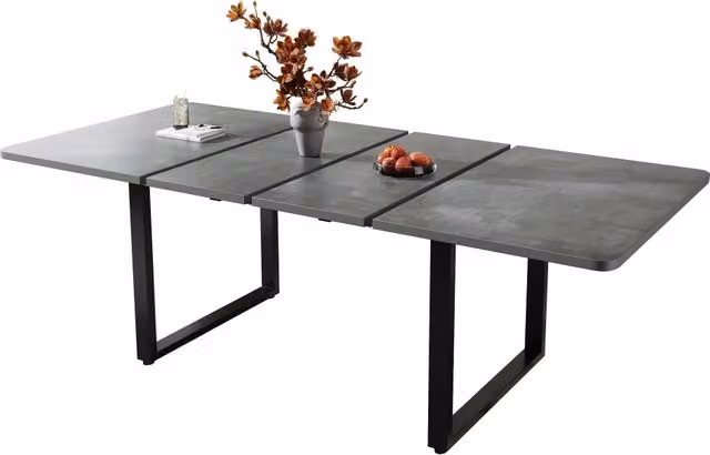Tavolo da pranzo rettangolare allungabile in MDF grigio opaco