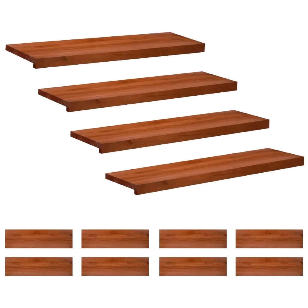 Set di 12 tappeti per scale in legno vidaXL, colore marrone, L 100 x P 30 x H 2 cm – 2