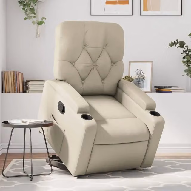 Divano Sedia-Poltrona Alzapersona Reclinabile Crema in Similpelle 404369