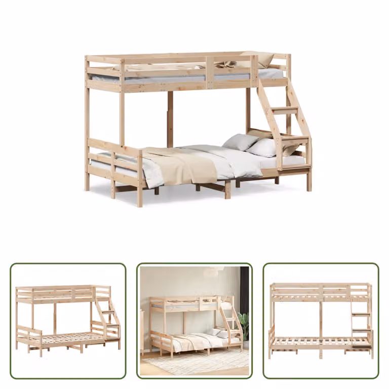 The Living Store Letto a castello 80x200/120x200 cm Legno massiccio di pino