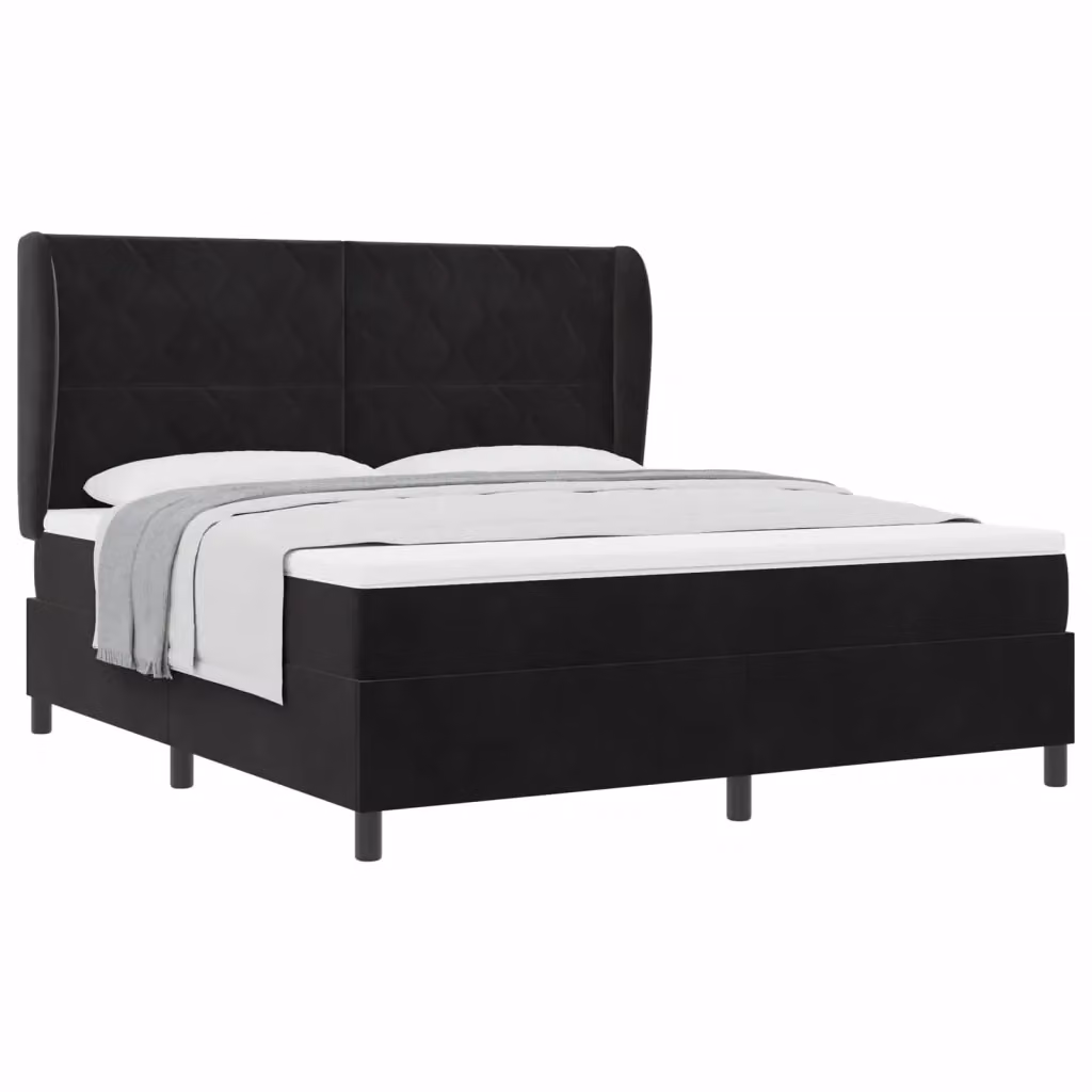 Letto Ibrido con Molle a Tasche e Testiera in Velluto Nero vidaXL L/P/H: 200 x 180 x 280 cm – 2