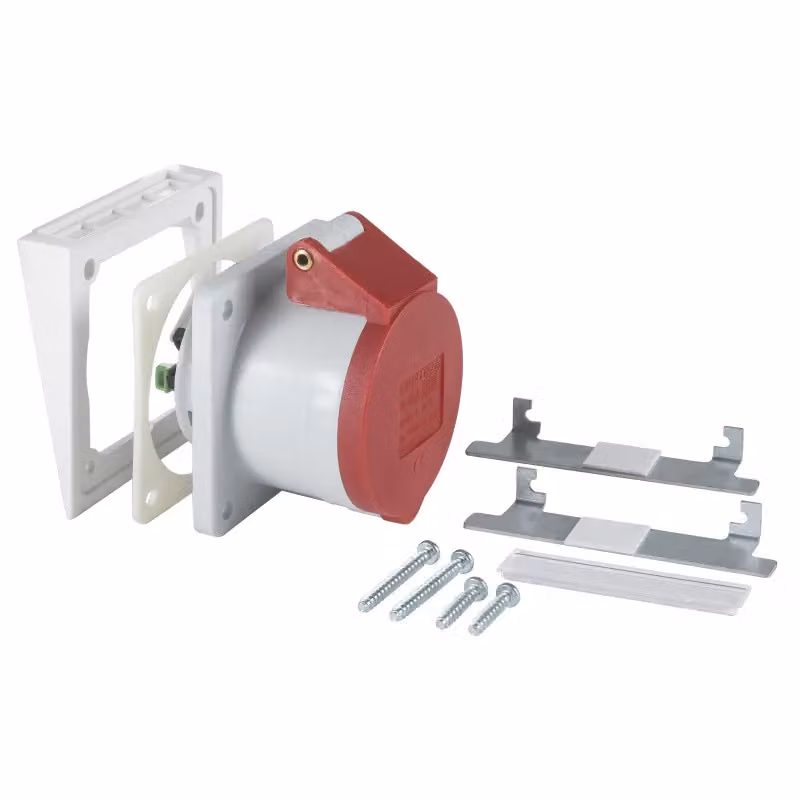 Schneider Electric, presa trifase CEE CEE 416-6, 440 V/16 A, rossa, con cornice per etichette, 5x 2,5 mm² 5960100