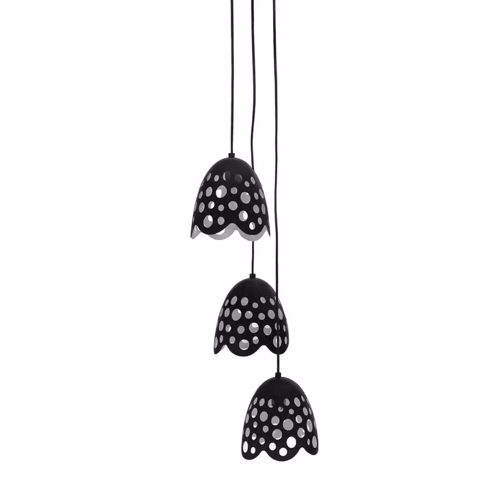 Lampada a sospensione Luna in metallo nero con design moderno a cupola Duzzle – 2