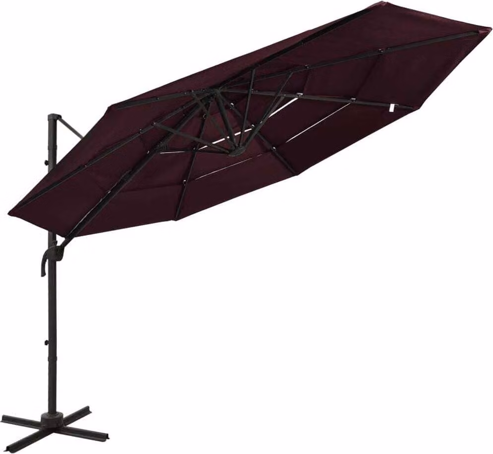 Maison Exclusive - Ombrellone con palo in alluminio, 4 strati, rosso bordeaux, 3x3 m