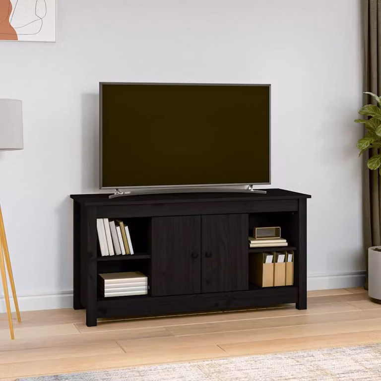vidaXL Mobile Porta TV Moderno in Legno di Pino Nero L: 103 cm, P: 36,5 cm, H: 52 cm