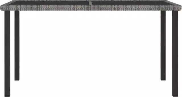 Tavolo da giardino rettangolare vidaXL in rattan e vetro grigio L: 140 cm, P: 70 cm, H: 73 cm