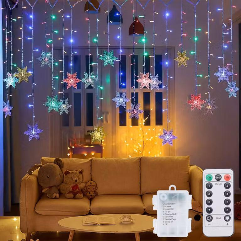 Luci natalizie per finestre, 100 luci a LED a forma di stella, con telecomando