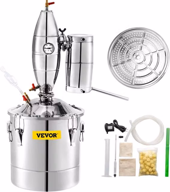 Distillatore di alcol da 30L in acciaio inossidabile per grappa vino e liquori, kit di distillazione per fai da te domestico
