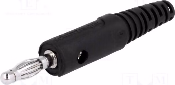 1 connettore da 70 VDC, 32 A, nero, con terminali a banana da 4 mm, compatibile con 33 VAC, lunghezza totale: 65,5 mm, modello FK 8 S NI / SW, con terminali a banana