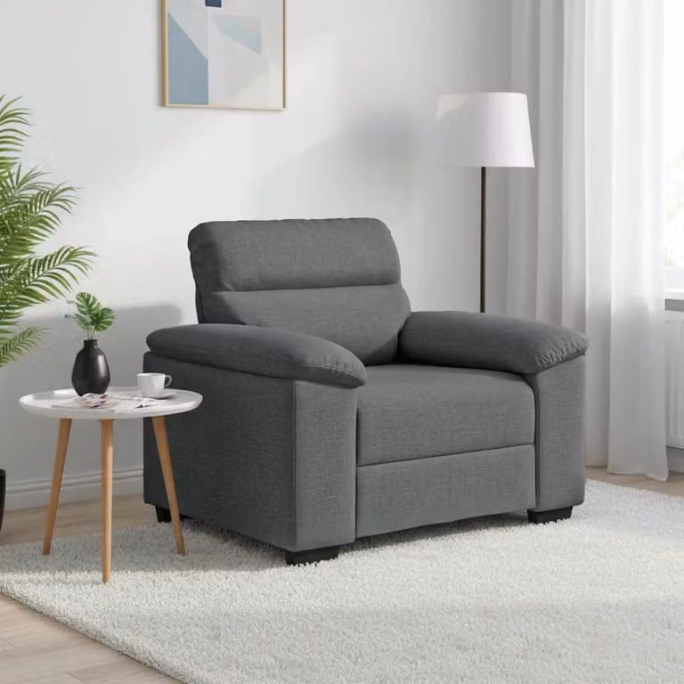 Poltrona moderna vidaXL in tessuto grigio con braccioli L/P/H: 100 x 81 x 84 cm