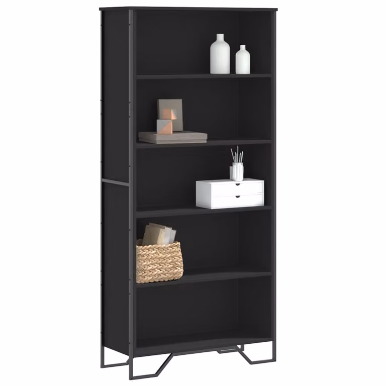 Libreria nera vidaXL in MDF per soggiorno, L 80 cm x P 31 cm x H 169 cm