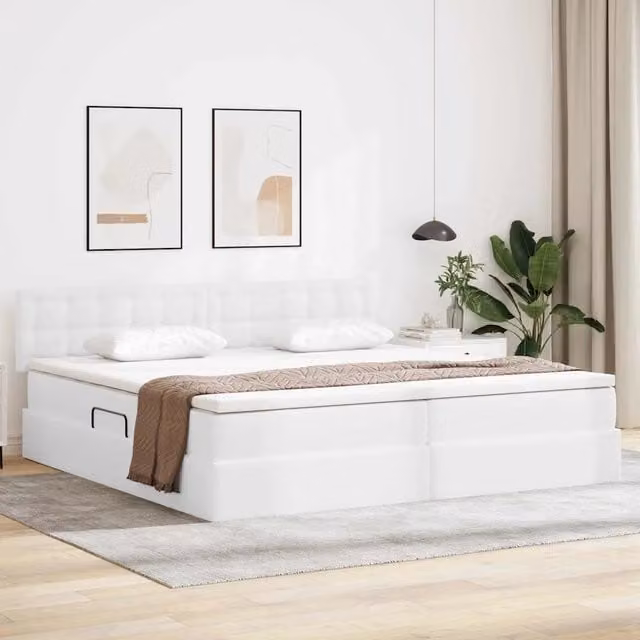Letto con contenitore e materasso vidaXL Bianco, L/P/H: 200 x 200 x 280 cm