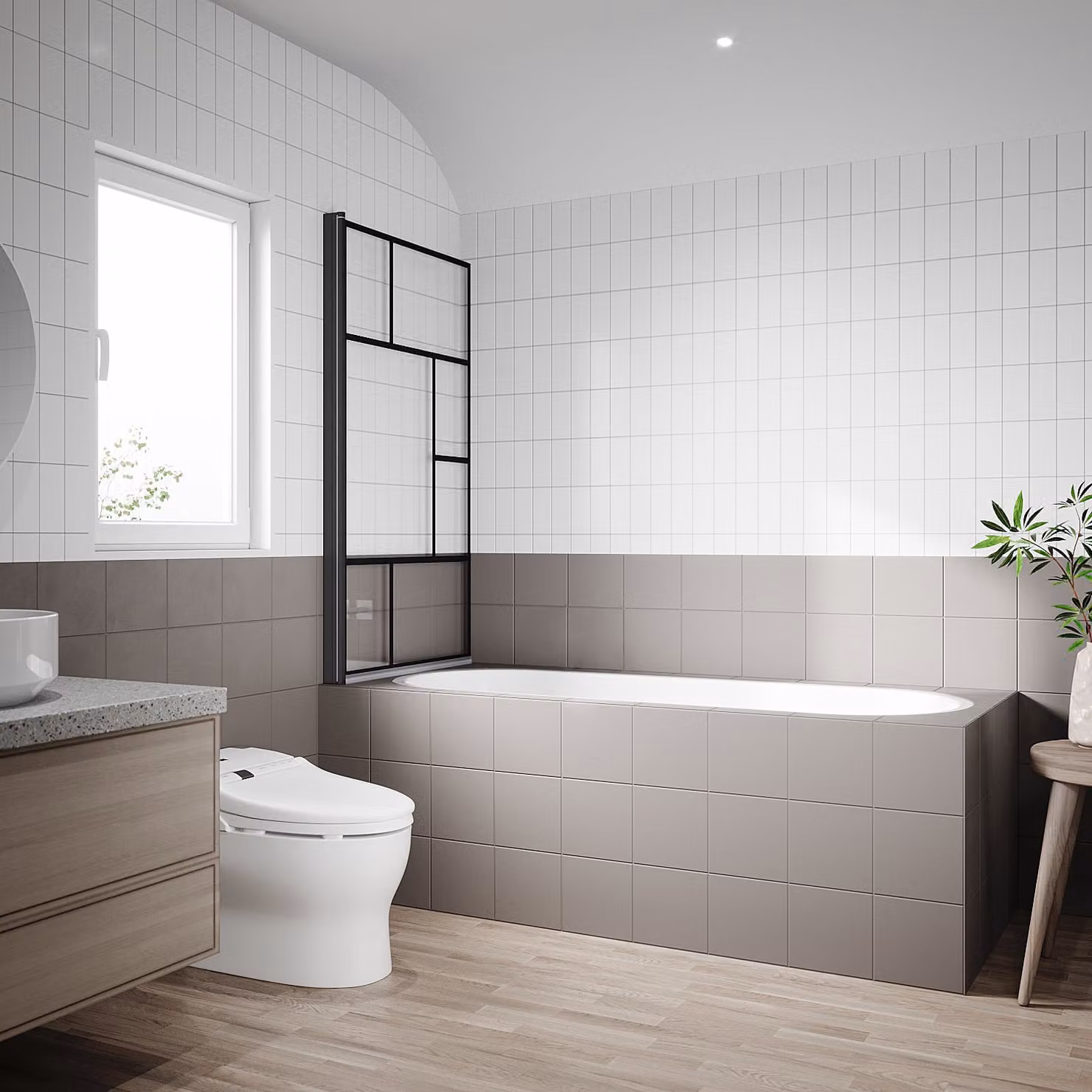 Cabina doccia SONNI per vasca da bagno pieghevole 80x140cm, doccia, vetro NANO 6mm temperato di sicurezza con nano rivestimento, nero
