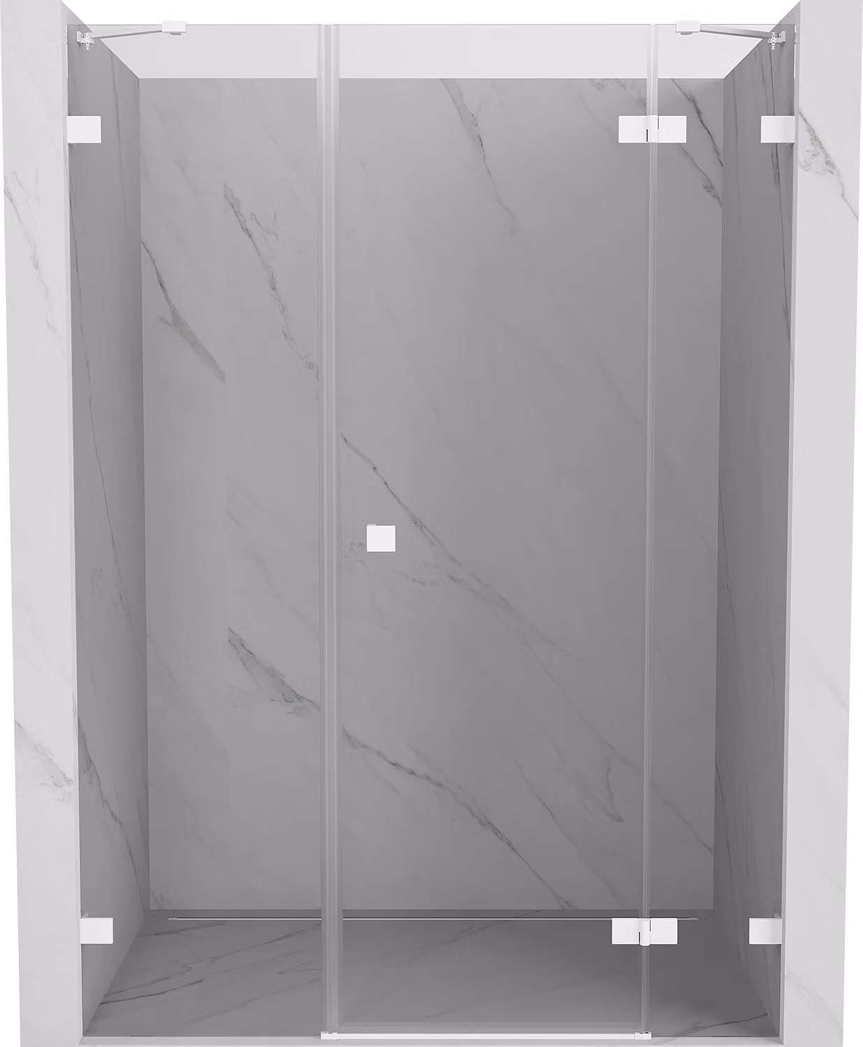 Mexen Lunar porta doccia a battente destra 135 cm, trasparente, bianco - 834S-135-050-20-00-P