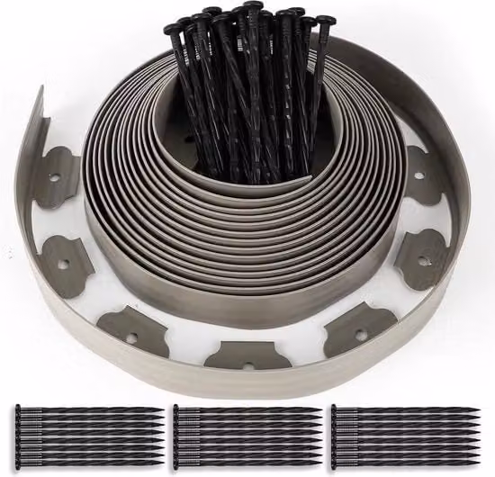 Recinzione flessibile per giardino Gazonrand in plastica grigia, lunghezza 10 m, altezza: 5 cm, diametro: 4 mm
