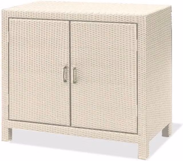 Armadio da esterno Regarden in wicker bianco decapato con 2 ante e ripiani L: 100 cm, P: 50 cm, H: 80 cm