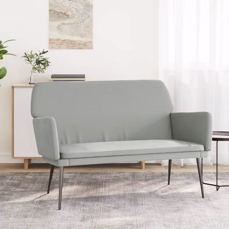 Panca moderna vidaXL in velluto grigio con braccioli e struttura in metallo L: 108 cm, P: 79 cm, H: 79 cm