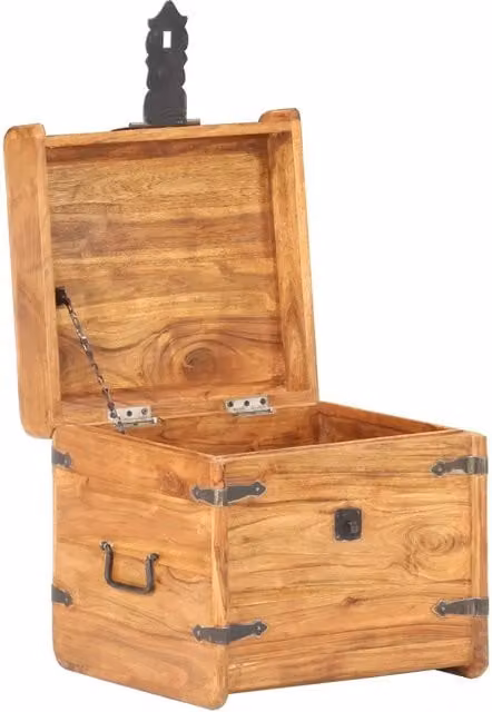 Baule rustico in legno di acacia e metallo marrone vidaXL L/P/H: 40 x 40 x 40 cm