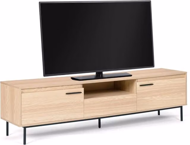 IDMarket Porta TV SEATTLE con design industriale in legno e metallo, L: 180 cm, P: 39 cm, H: 47,5 cm, colori marrone, nero e beige – 1