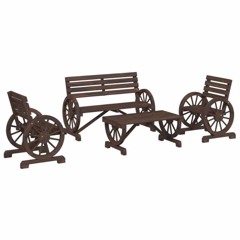 Set Salotto da Giardino 4 pz in Legno Massello di Abete