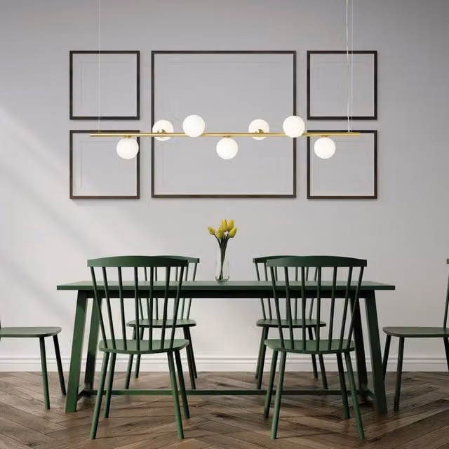 Lampadario Moderno Pomì MILOOX con Paralume Bianco e Struttura Oro, Sospeso, 7x G9