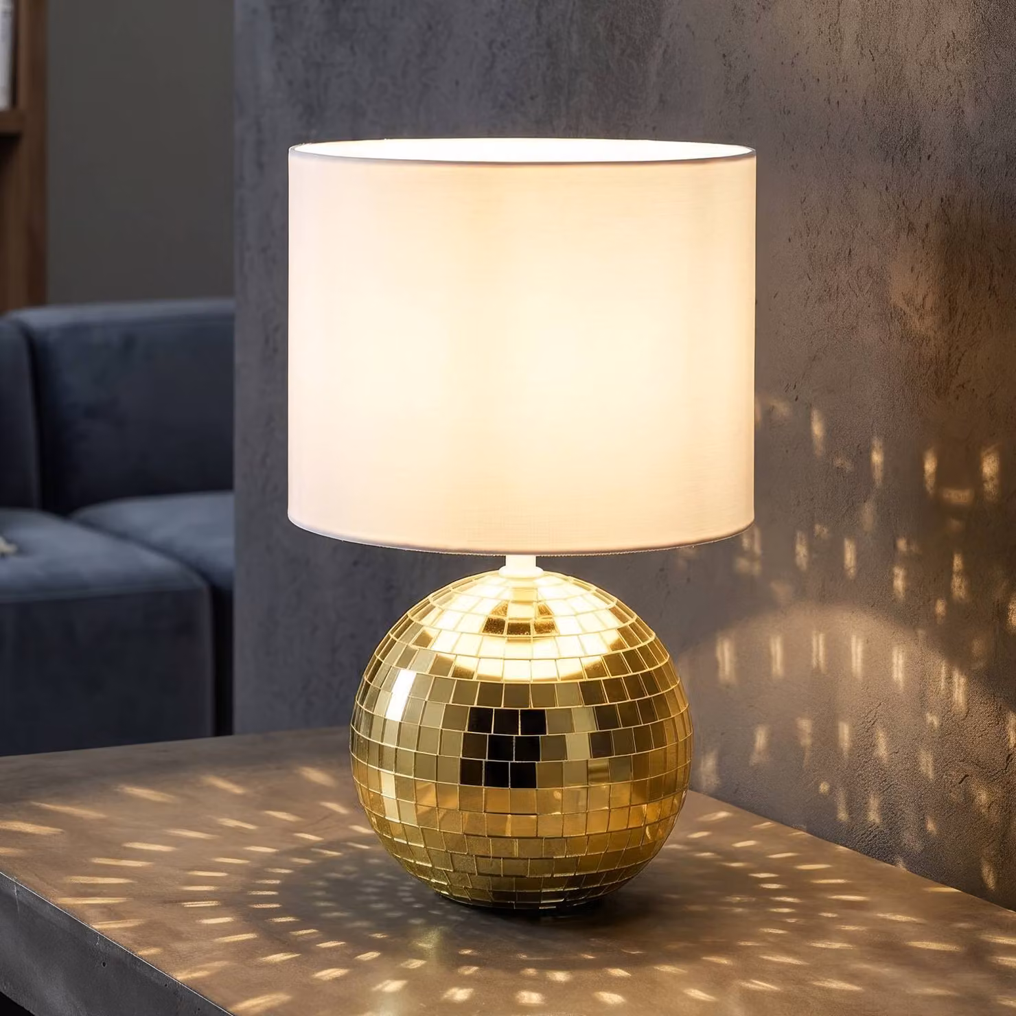 Reality Leuchten Lampada da tavolo Glitza, Ottone / Oro, Soggiorno / Sala da pranzo, Plastica, Moderno, Lampada da tavolo