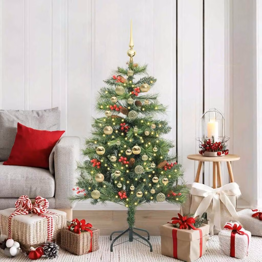 Maison Exclusive - Albero di Natale artificiale con 150 luci a LED, luce bianca calda, realizzato in PVC e metallo