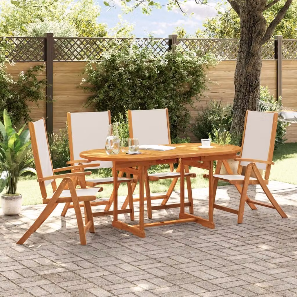 Maison Exclusive - Set da pranzo da giardino a 5 pezzi in legno massello di acacia e Textilene