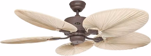 Ventilatore a soffitto Casafan CARIBBEAN DREAM ECO II senza luce, corpo marrone e pale in legno naturale