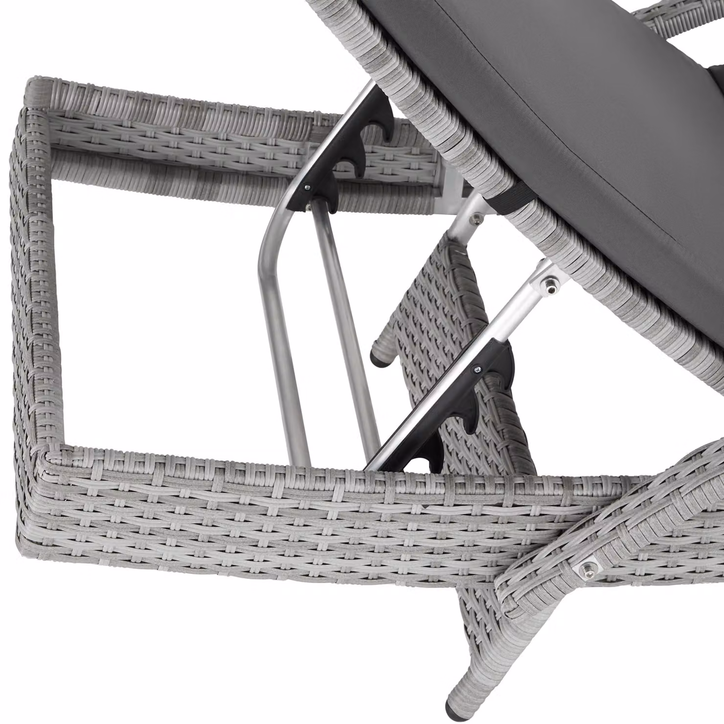 Lettino prendisole Océane TecTake in rattan e alluminio grigio chiaro con poggiatesta regolabile e braccioli – 2