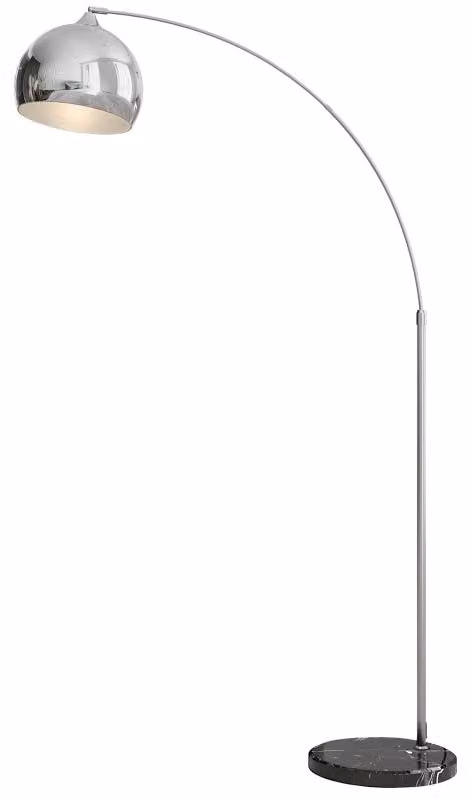 Lampada ad arco - Lampada da terra moderna | Colore: Argento + Nero | Dimensioni: 30x100-115x170-180 cm
