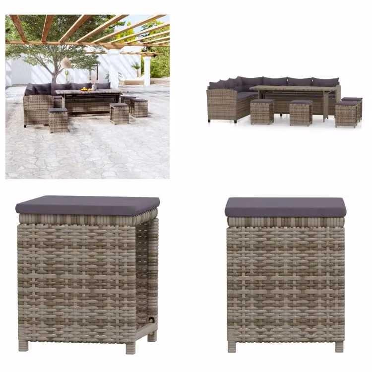 vidaXL set salotto da giardino 6 pezzi con cuscini in poly rattan grigio - set salotto da giardino - set salotto da giardino - set divano da patio - set salotto in poly rattan