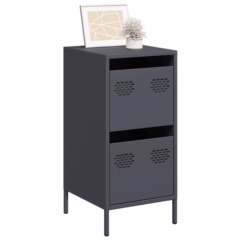 Credenza moderna vidaXL in acciaio laminato a freddo colore antracite L 35 cm, P 39 cm, H 73,5 cm