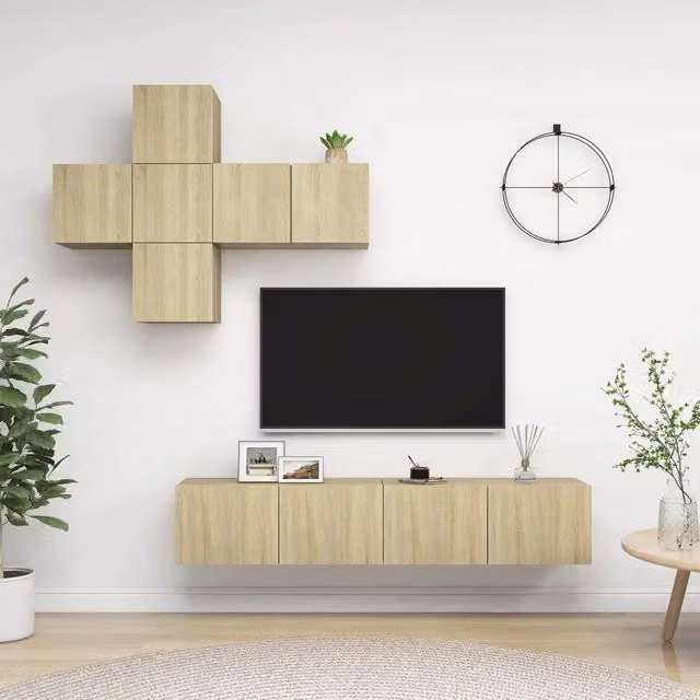 Set di Mobili Porta TV 7 pz Rovere Sonoma in Legno Multistrato 3079022