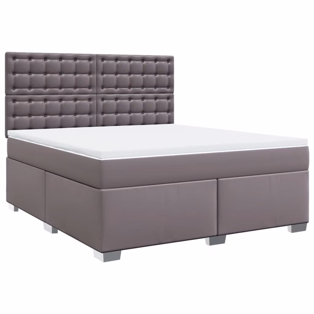 Giroletto a Molle con Materasso Grgio 180x200 cm in Pelle finta