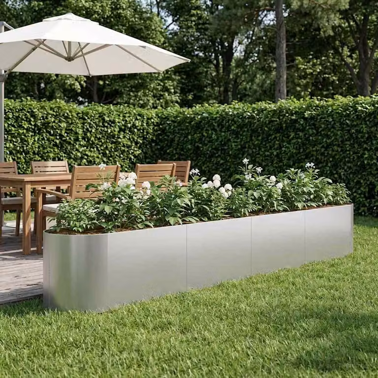 Letto rialzato da giardino vidaXL in acciaio zincato argento L: 380 cm, P: 40 cm, H: 40 cm