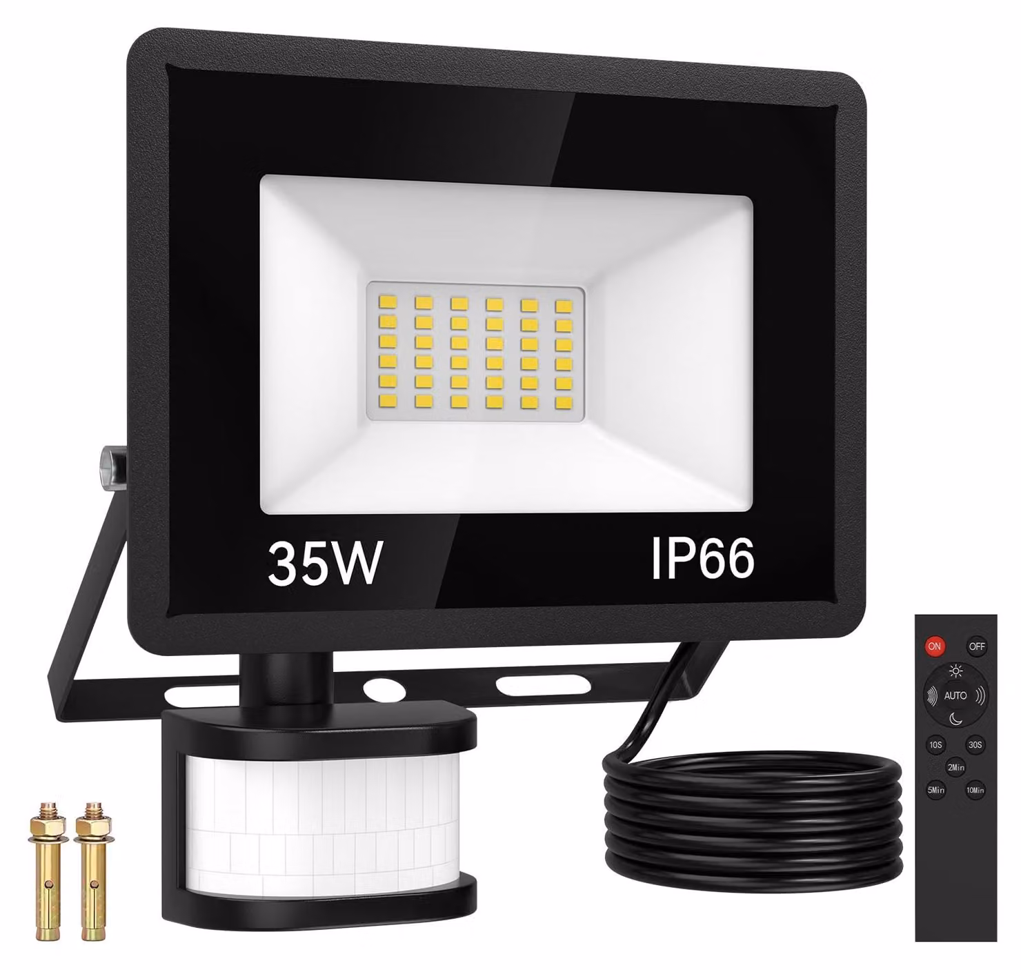Faretto LED da esterno da 35W con sensore di movimento, 5000 lumen, grado di protezione IP66, con telecomando