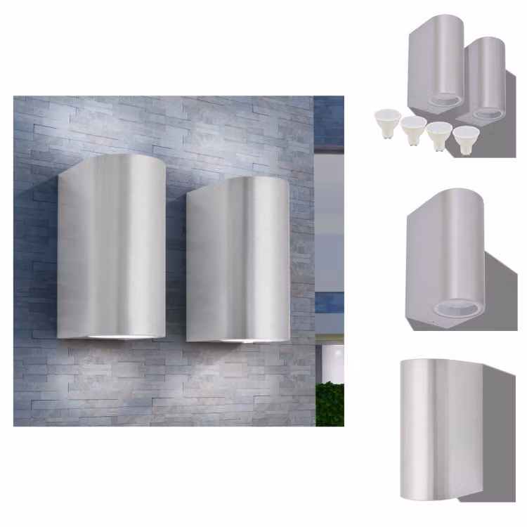 vidaXL Lampade da parete a LED per esterni, 2 pezzi, rotonde, luce verso l'alto/verso il basso - Illuminazione da esterno