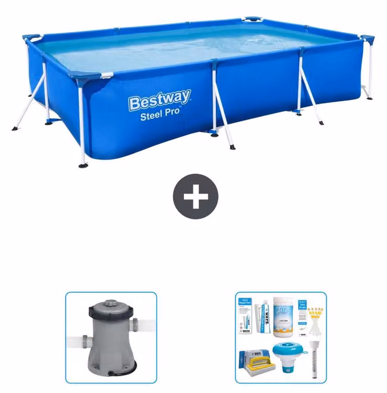 Bestway Steel Pro, piscina rettangolare - 300x201x66 cm - 3 pezzi - Modello S22302