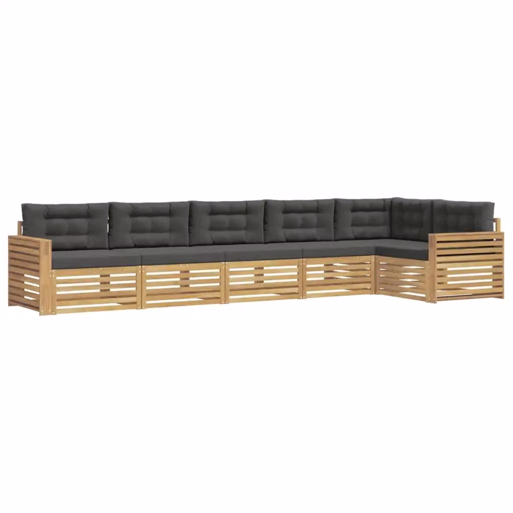 Set di divani da esterno a L vidaXL in legno di acacia con cuscini, Bianco e Antracite – 2
