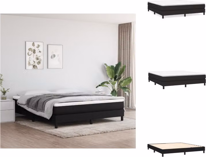 vidaXL Letto a molle con materasso nero 180x200 cm in tessuto - Letti e strutture letto
